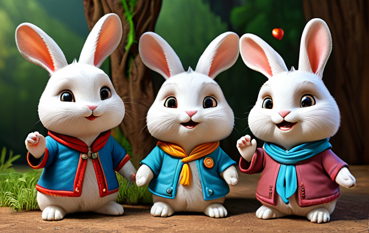 **

A group of adorable KONGZIRABBIT characters, including the original bunny, the wise father, the caring mother, and the playful brother, welcoming several new KONGZIRABBIT friends. The new characters showcase diverse personalities and talents – an adventurer, an artist, and a scientist. The scene is full of joy, friendship, and colorful details.

**