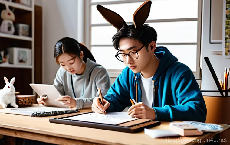 콩지래빗 관련 포럼 - **Prompt:** A diverse group of joyful and engaged fans, of various ages and ethnicities, gathered ar...