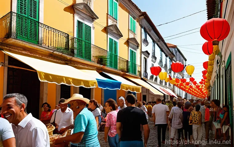 콩지래빗 작가의 영감 - **Prompt:** A vibrant and bustling traditional Portuguese market (like Mercado do Bolhão in Porto or...