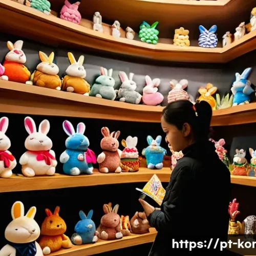 콩지래빗 굿즈 가격 비교 - A cozy and colorful collectible shop interior in São Paulo’s Liberdade district, showcasing authenti...