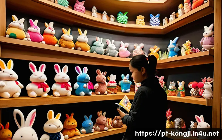 콩지래빗 굿즈 가격 비교 - A cozy and colorful collectible shop interior in São Paulo’s Liberdade district, showcasing authenti...