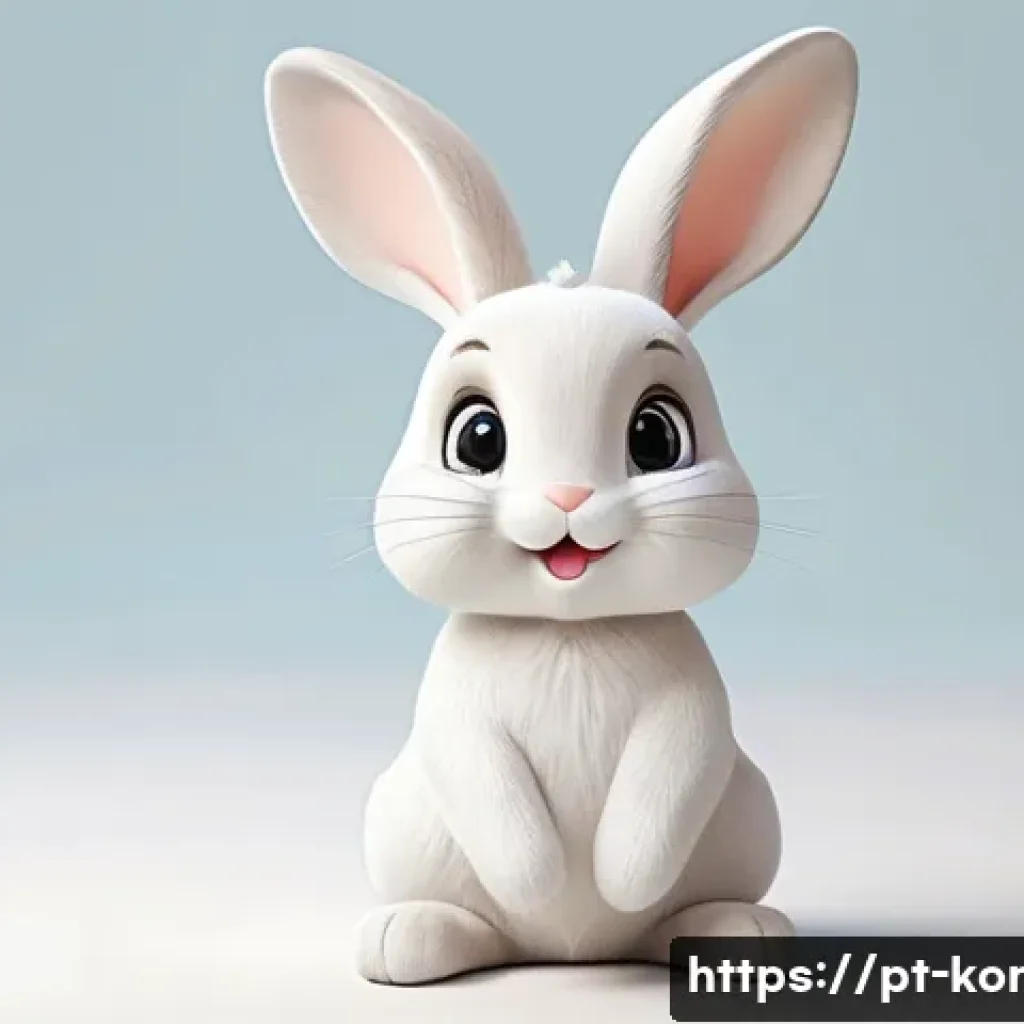 콩지래빗 캐릭터 개발 과정 - A charming, playful cartoon rabbit character named Kongji Rabbit, designed with soft pastel colors a...