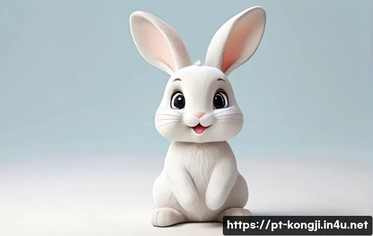 콩지래빗 캐릭터 개발 과정 - A charming, playful cartoon rabbit character named Kongji Rabbit, designed with soft pastel colors a...