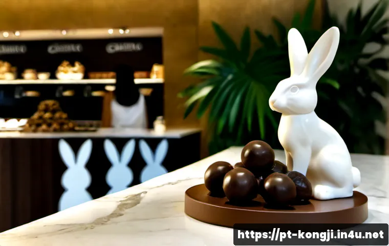 Home 17 콩지래빗의 대중성과 고급화 전략 - Photorealistic Brazilian artisan confectionery boutique in São Paulo, elegant rabbit-inspired desser...